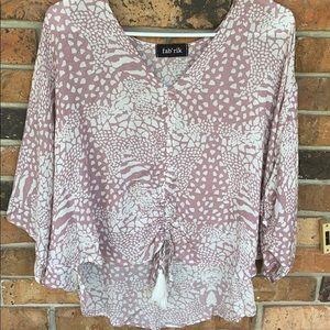 Printed top with tie embellishment